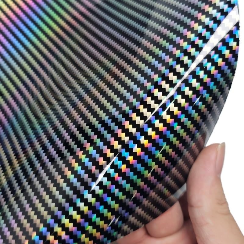 Pellicola Wrapping Auto Pellicola Adesiva For Esterni For Auto In Fibra Di Carbonio 5D, Arcobaleno, Oro Nero Lucido, Argento, Rosso, For Decalcomanie For Moto(Noir,50cm X 200cm)