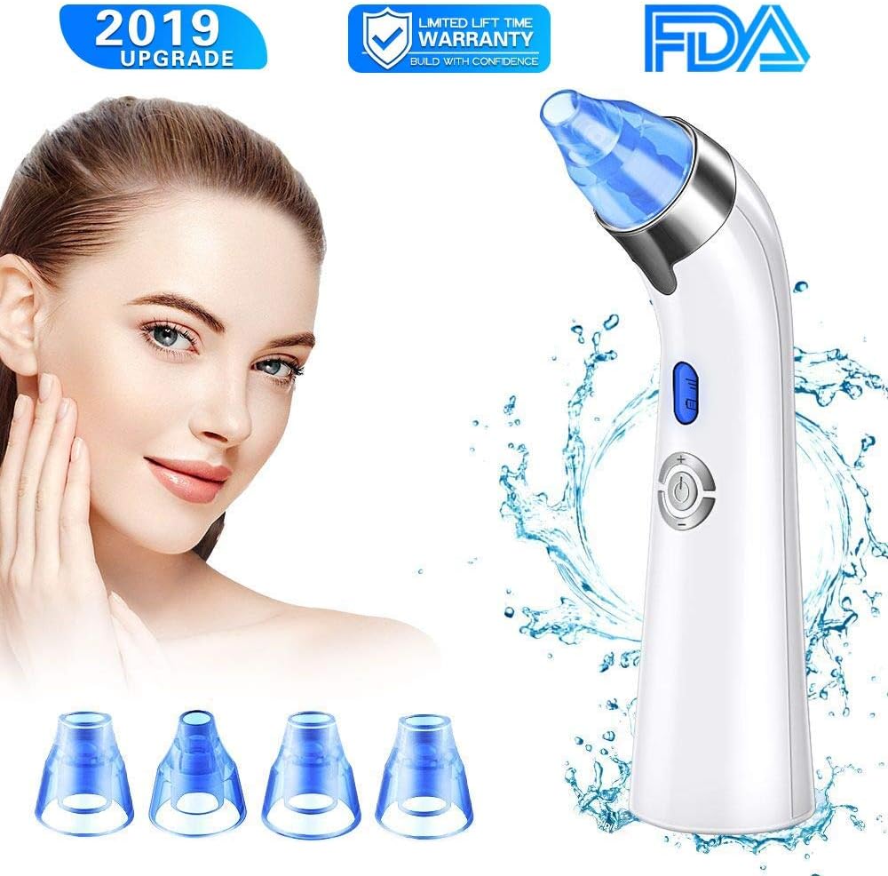 【New Version】Blackhead Remover Vacuum - Facial Pore Deep Cleaner Electric Acne Comedone Extractor Kit with Latest Vacuum Technology,Power Suction & Function Heads, Perfect for Skin Treatment (blue)