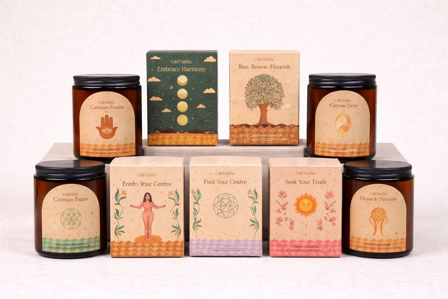 Carnatia Soy Wax Scented Candle 200g in Amber Glass Jar with Lid, Decorative Boxed Candle for Home Ambience (Myrrh)