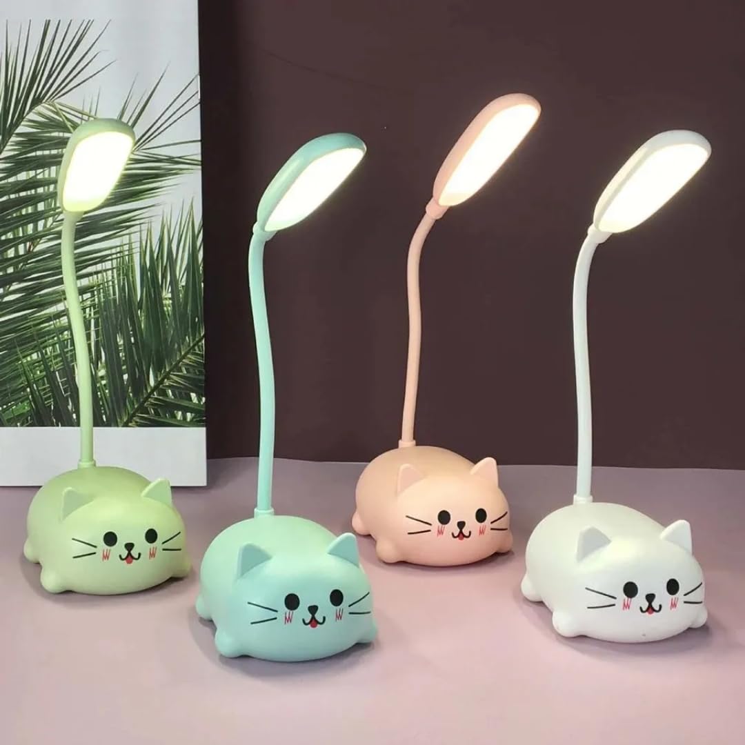 cute cat led desk lamp, flexible gooseneck, pink colour, kids study reading light (pack of 01)