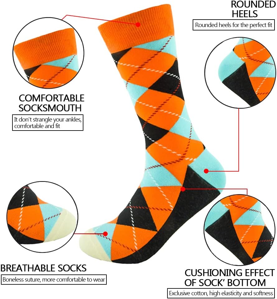 DRASEX Men's Dress Socks Funky Colorful Pattern Cotton Novelty Casual Crew Socks - Image 2