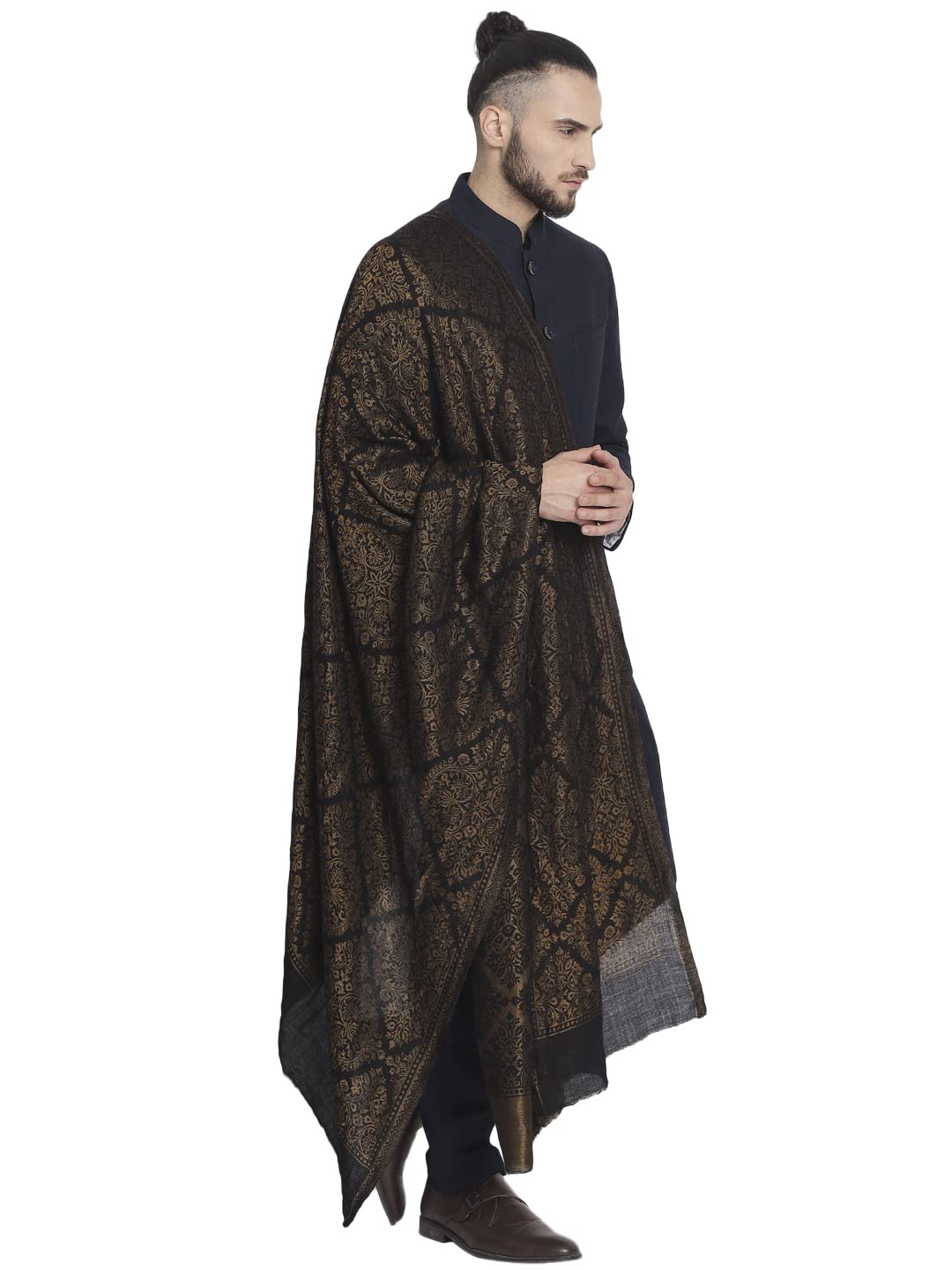 Mens Twilight Collection, Jacquard Stole, With Metallic Thread Weave, Fine Wool-image-48