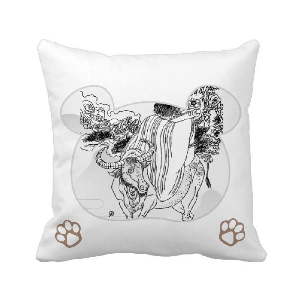 Taie d'oreiller Lao Tzu motif ours finition premium pour décoration chinoise