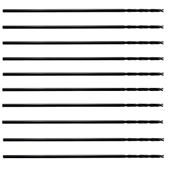 MAXTOOL 1/8"x6" 10PCs Identical Aircraft Extension Drills 6" OAL HSS M2 Extra Long Deep Twist Drill Bits Straight Shank Fully Ground; ACF02B06R08E10