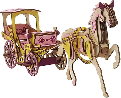 Miniatura 1 de Toyvian Rompecabezas de carruaje de madera 3D para manualidades, para mamá, cumpleaños, carro, modelado, 3D, vintage, para niños, niñas, adorno de