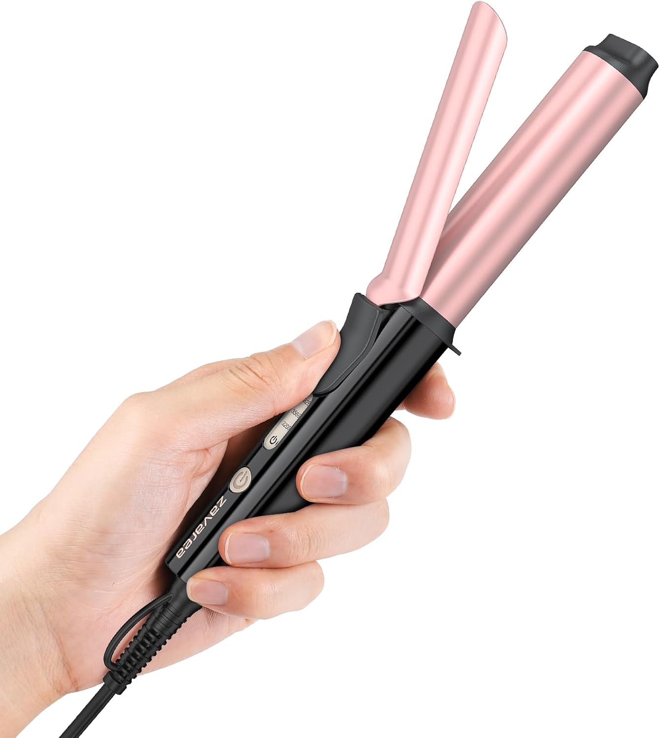 Travel Curling Iron, zavarea 1 Inch Mini Curling Iron for Short Hair, Ceramic Barrel with 3 Adjustable Temp, Dual Voltage, Auto Shut-Off, Includes Storage Bag Rose Gold