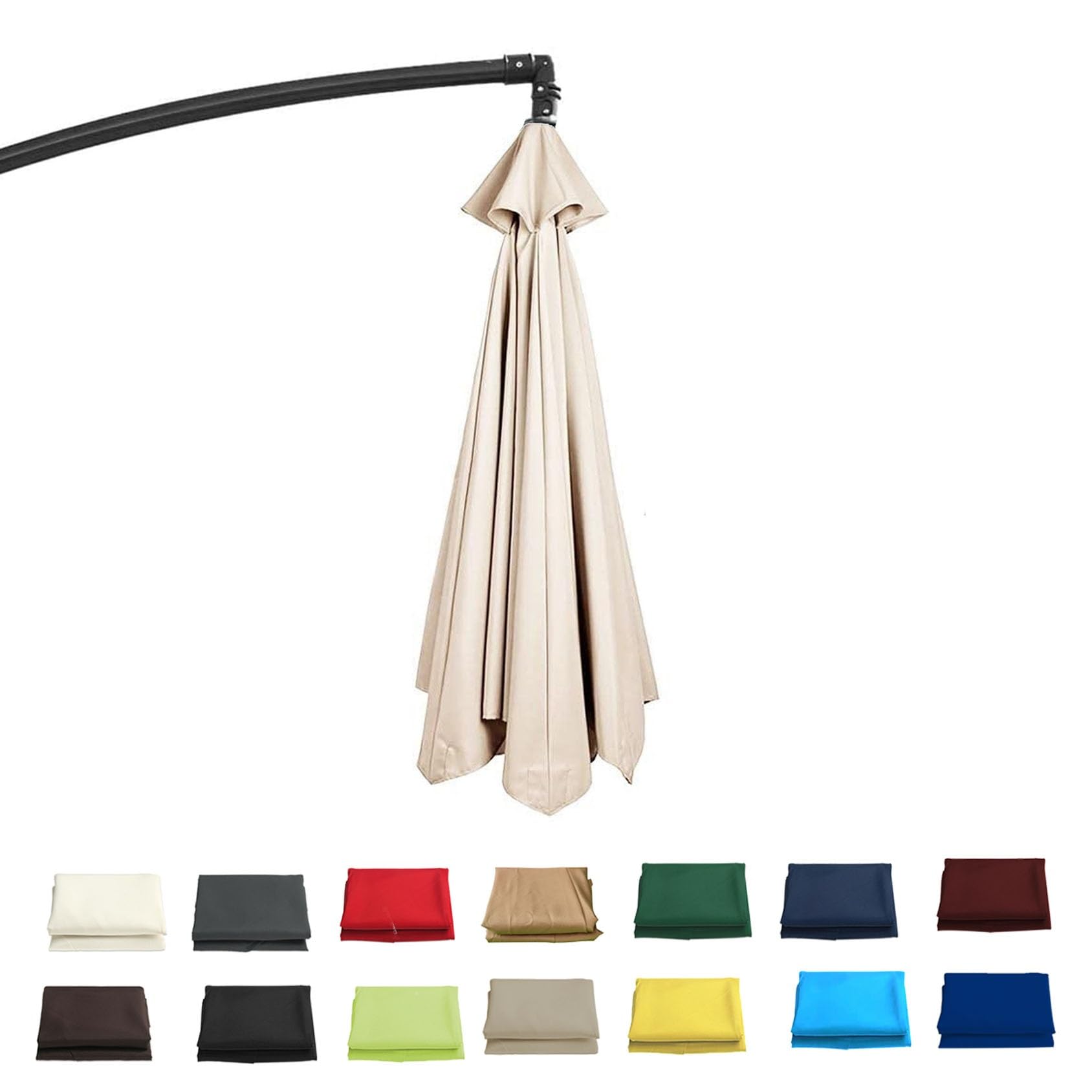 GZDXBF Sun Umbrella Replacement Cloth｜Replacement Parasol Cover｜200/230/250/270cm/300cm-6/8ribs｜Garden Parasol Canopy Cover Replacement (UV 50+ Protection)(White,6 RIBS: 300CM/9.8FT)