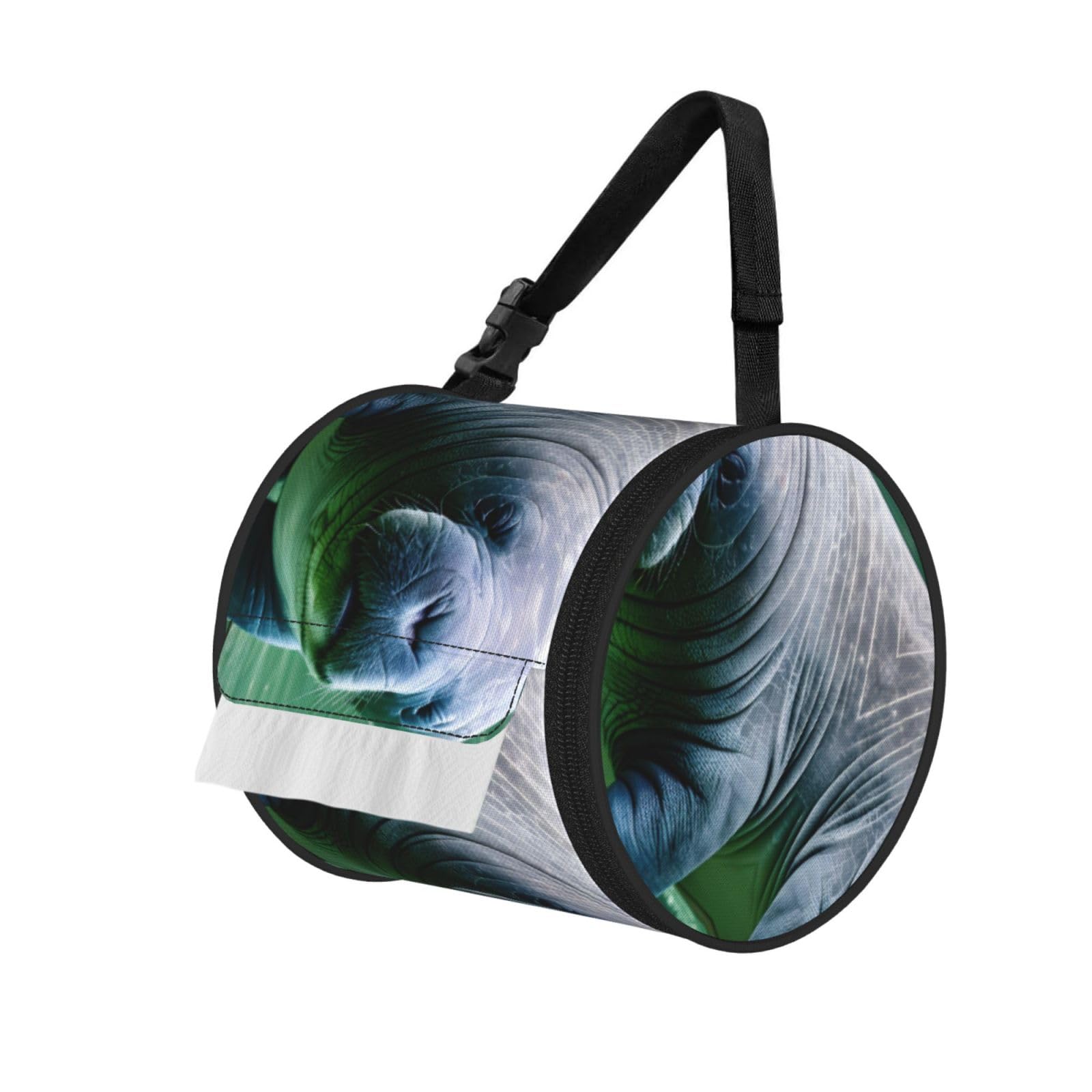 Manatee Animals Calf Printed Pet-Proof Toilet Roll Bag, Durable Oxford Cloth with Handle for Travel Tent Kitchen
