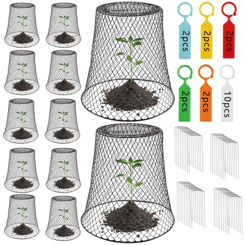 Cyrico 12 Pcs Plant Protectors from Animals, Chicken Wire Cloche Kit with Stakes and Labels, Metal...