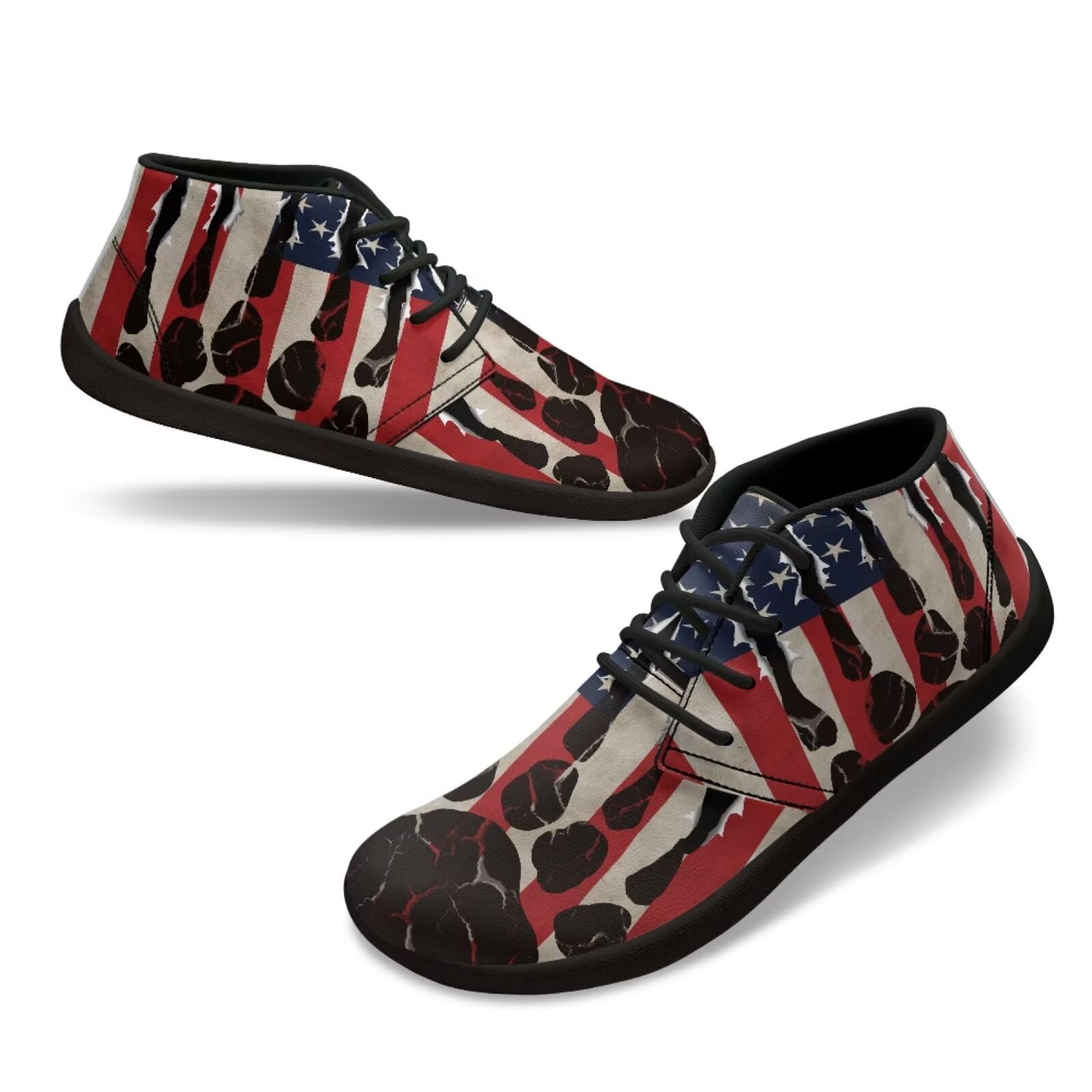 Chririnla USA Flag Womens Walking Shoes Bears Paw Barefoot Minimalist Trail Running Shoe Wide Toe Box Zero Drop Trainer Sneakers Comfortable Footwear