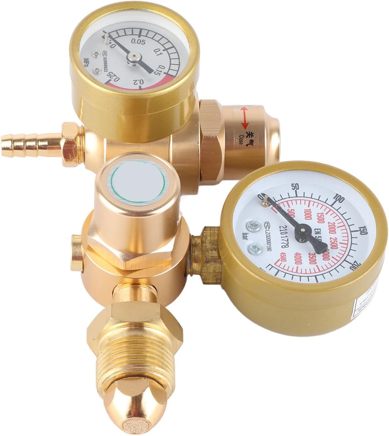 Oumefar Gas Welding Regulator, Argon CO2 Regulators Gauges Gas Welding Regulator Mig Weld with 1/4in Outlet 6.605GPM, Industrial Argon Regulator Flowmeter Gauges for MIG and Welders