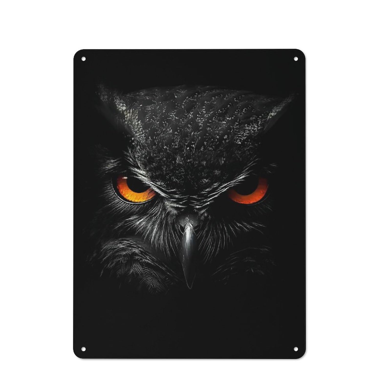 Junmoney Owl Close-Up Vintage Retro Metal Sign 40X30cm Featuring Garage Wall Decor For Garage, Workshop, Shed Or Utility Room
