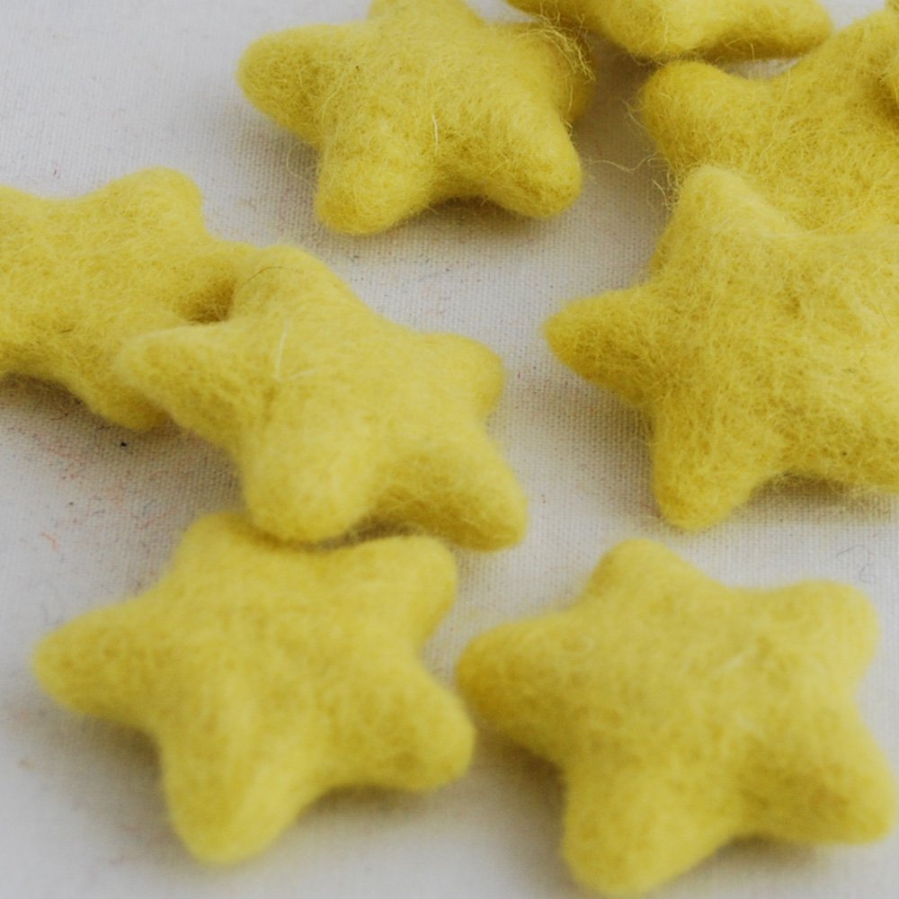 Oriental Direct Yellow 100% Wool Felt Stars - 3Cm - 10 Felt Stars