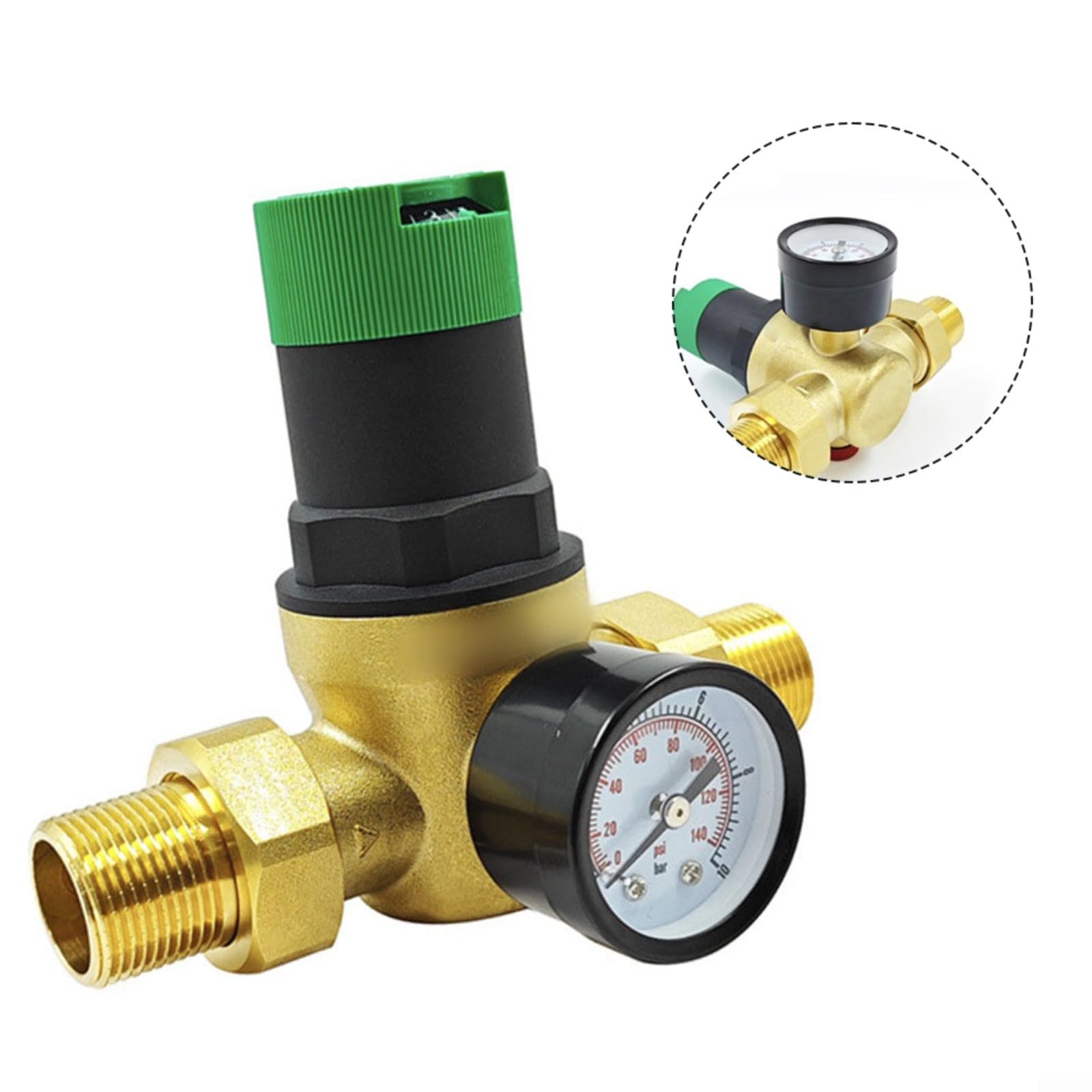 Valvola di riduzione della pressione regolabile in ottone, filettatura G, pressione dell'acqua per stabilizzatore per sistemi idraulici domestici, gamma 1-6 kg (1/2)