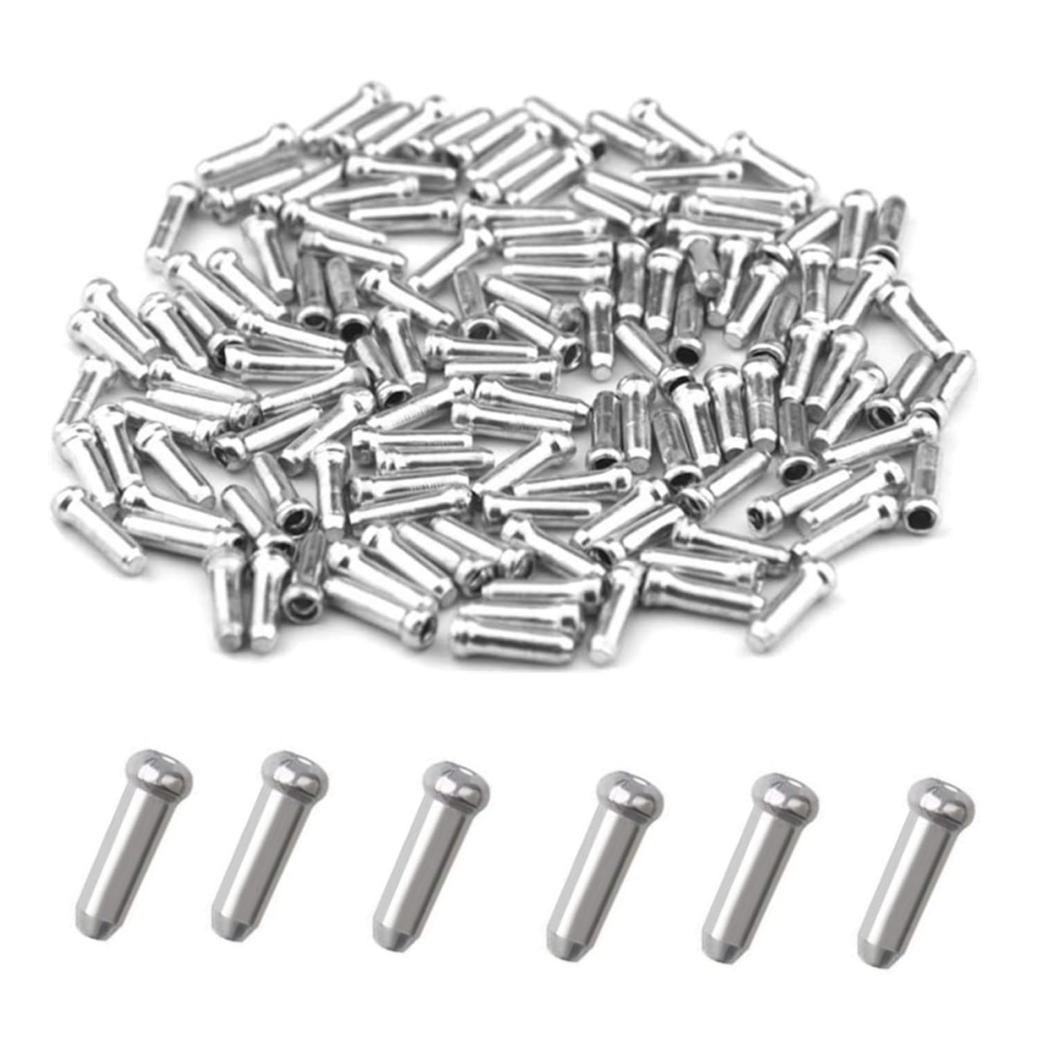 Bike Cable End Caps, 100 Pcs Bike Cable End Crimps Aluminum Alloy Brake End Cover Cable Tips Crimps Bike Brake Cable caps Brake Cables Ends Tips Crimps for Mountain Bicycle Road Bike