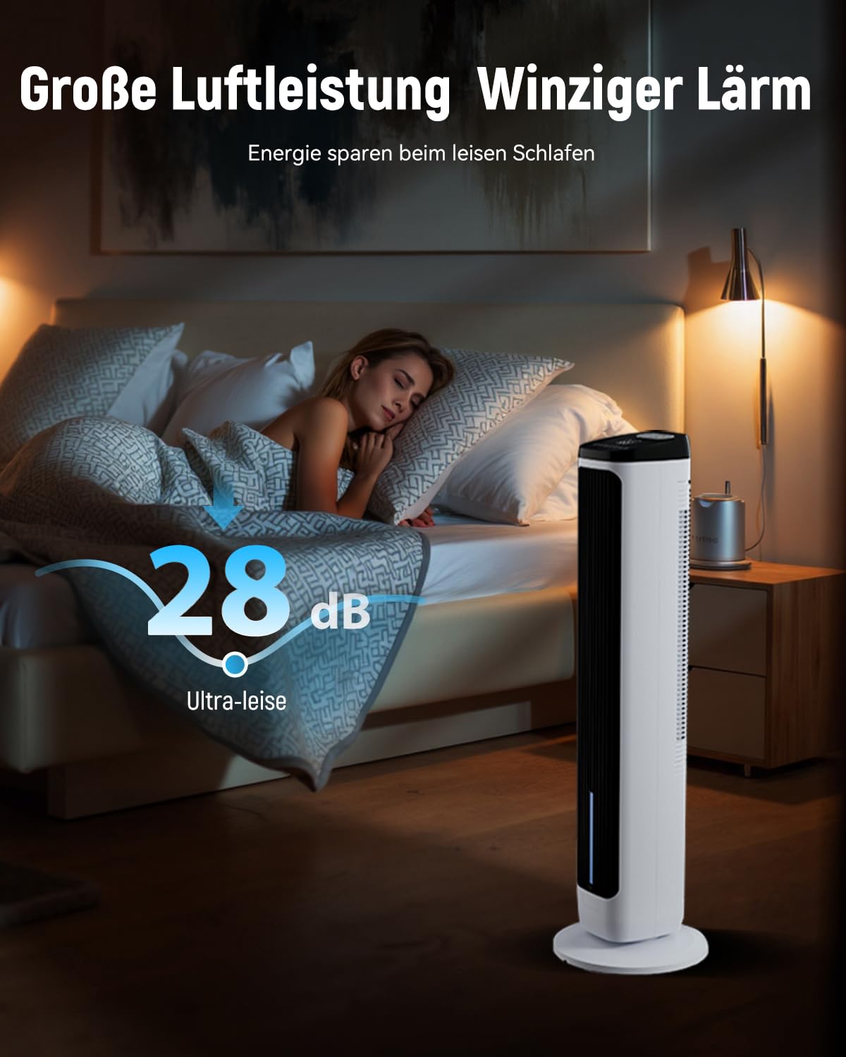 PNTCK Turmventilator mit Wasserkühlung Eispacks, 12H Timer, 4 Modi, 3 Geschwindigkeiten, 80° Oszillation, Tragbarer Luftkühler mit Fernbedienung, Verdunstungskühler für Schlafzimmer, Wohnzimmer