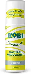 Kobi Desodorante para crianças ativas, adolescentes, meninos, meninas - natural, sem alumínio, força esportiva - sem cheiro