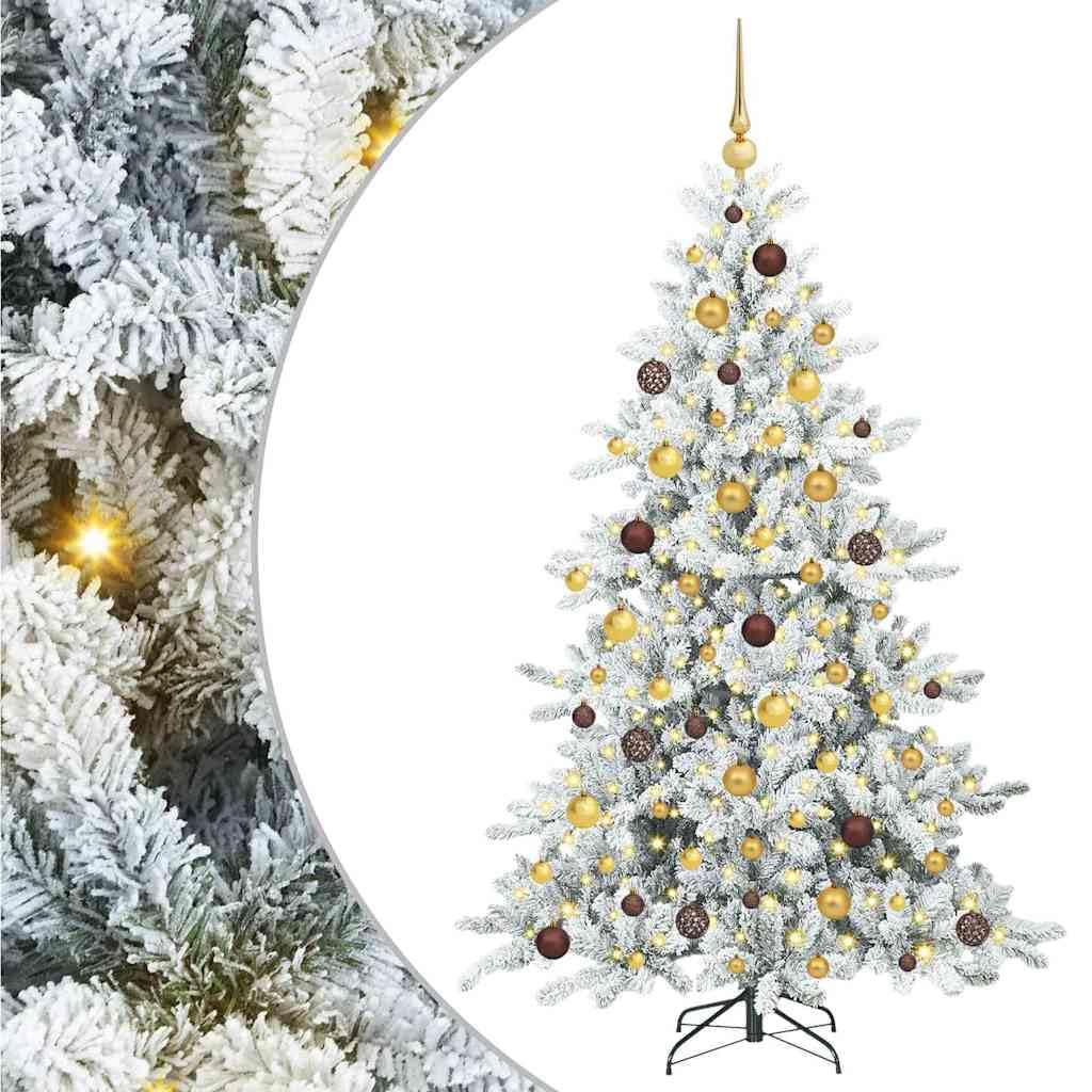 Albero di Natale artificiale, 180 cm, con rami articolati, luci LED