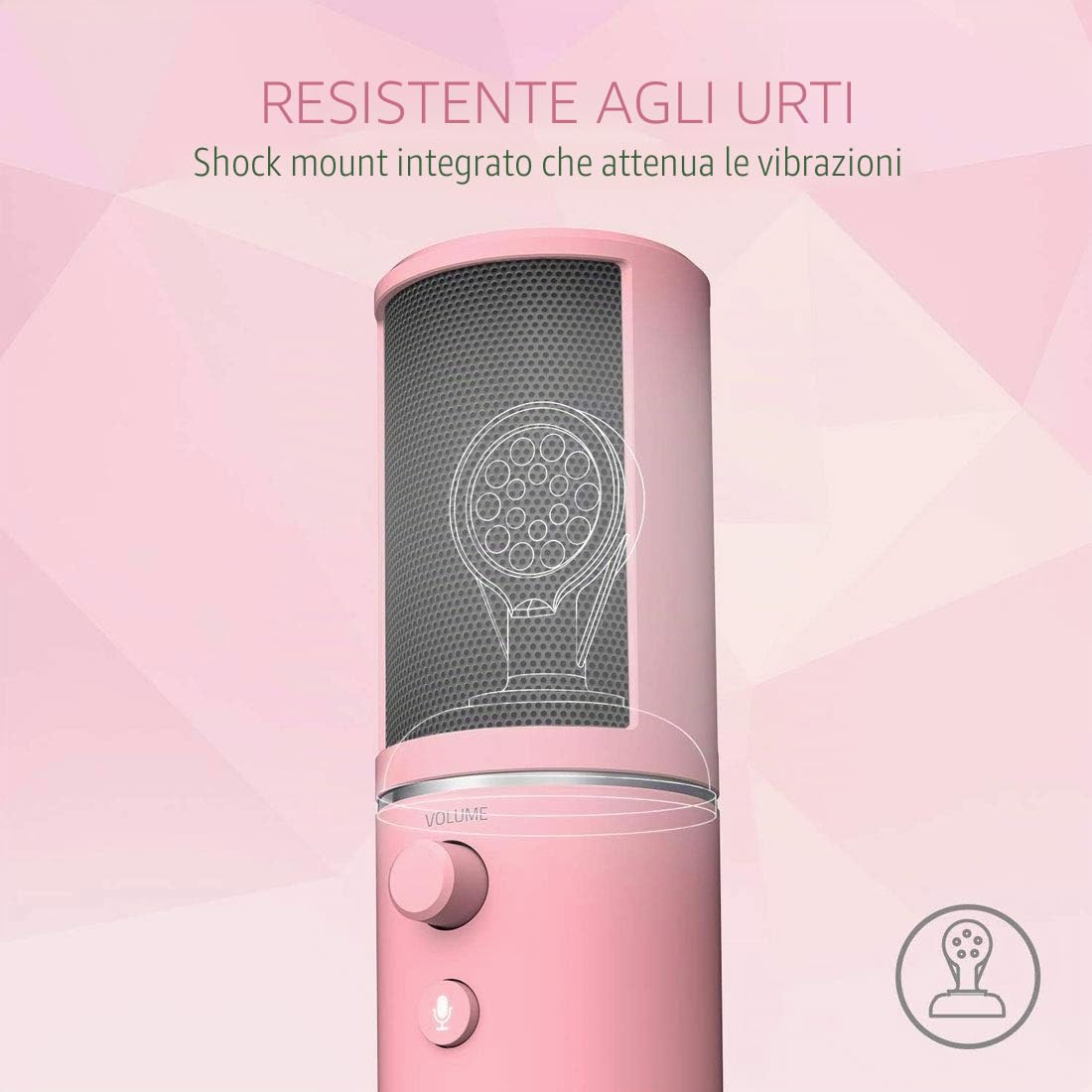 Razer Seiren X Quartz - PC Gaming USB Microfono a Condensatore per Streaming, Resistente agli Urti, Porta di Monitoraggio Cuffie da 3.5 mm a Latenza Zero, Shock Mount Incorporata, Rosa