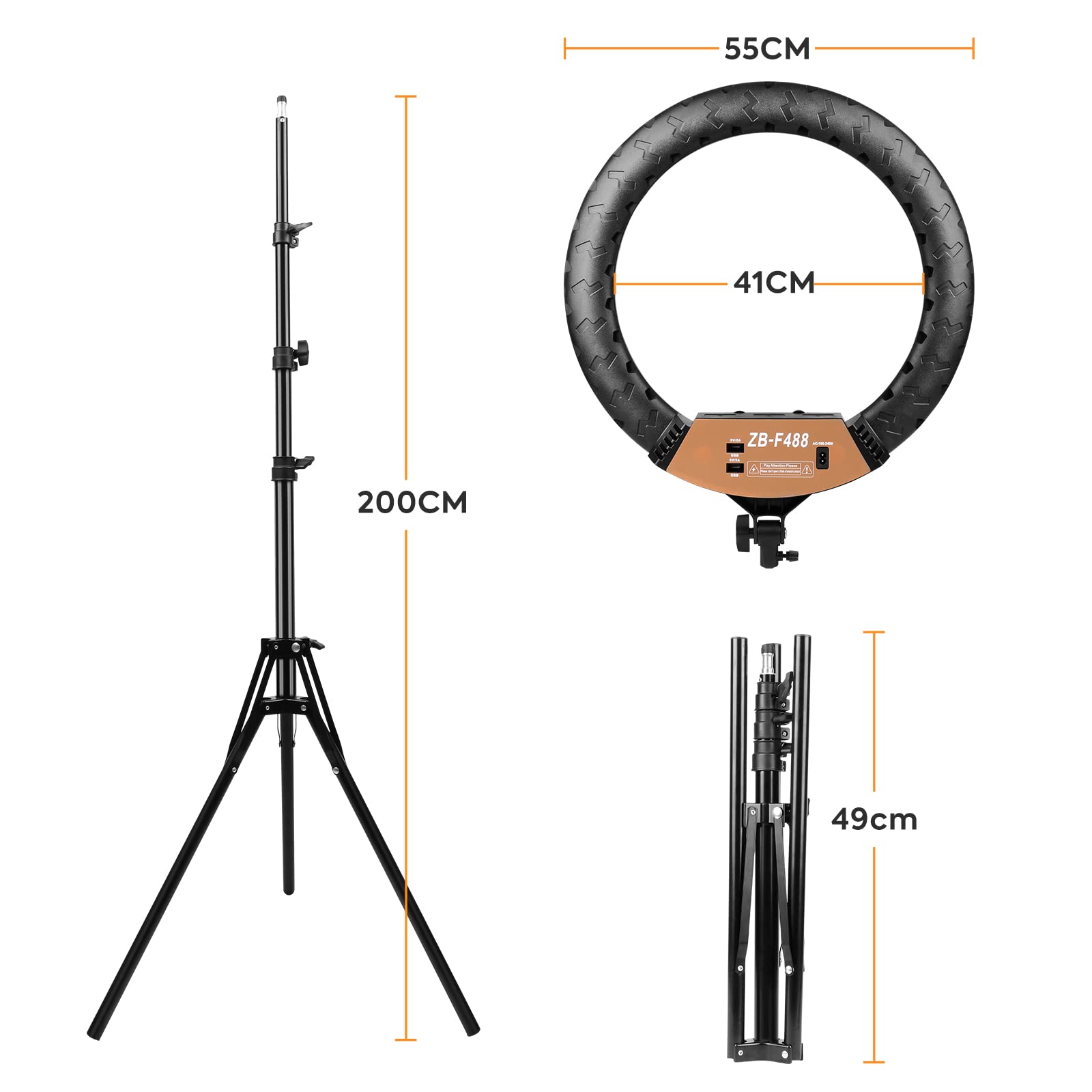 22 Zoll LED Ring Licht 3200-6500K Beleuchtung Kit 600pcs LED Perlen mit Lichtständer & 3 Telefon Halter für Smartphone YouTube Tik Tok Live Stream Porträt Make-up Vlog Video Fotografie