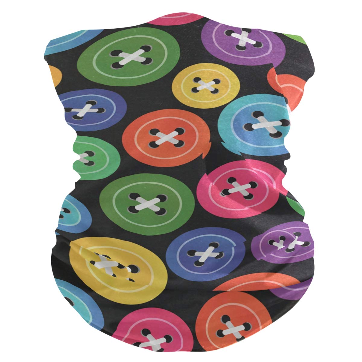MOYYO Colorful Buttons Face Sun Dust Mask Bandanas Seamless Elastic Head Wrap Neck Gaiter Magic Scarf Headband for Festivals Running Cycling Indoor Outdoor Sport
