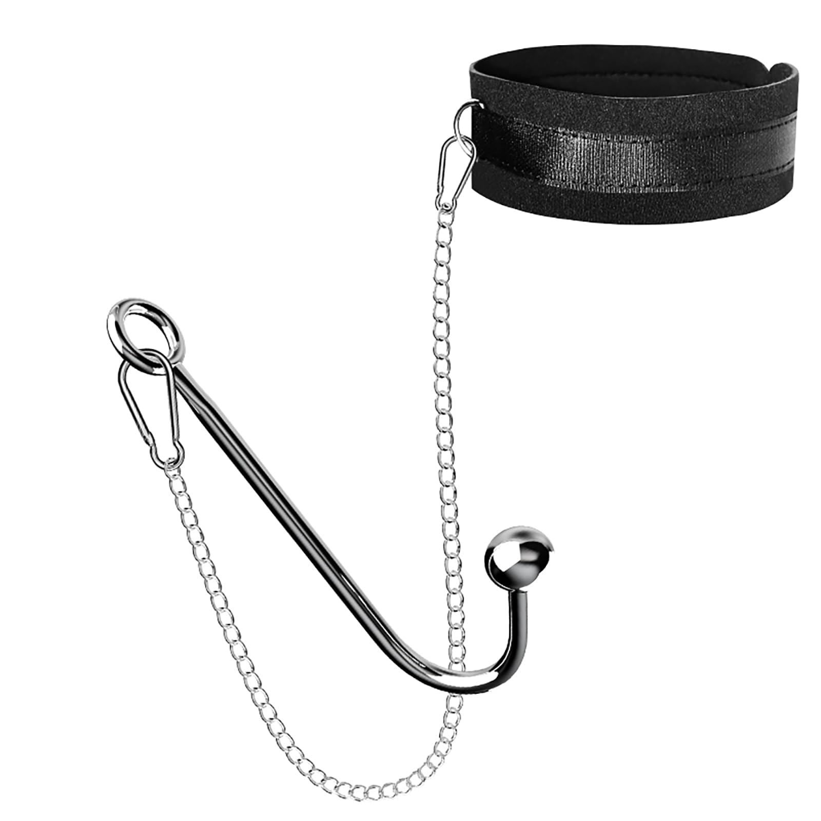 Gancho Anal De Sexo Bondage Conjunto, BDSM Collar De Cuero Ajustable Kit De Restricción, De Acero Inoxidable Gancho Anal Parejas Adultos Juguetes Sexuales Fetiche (Black)