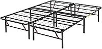 Amazon Basics Full Size Foldable Metal Bed Frame with 14" Underbed Storage, No Box Spring Needed, Tool-Free Setup, Sturdy Steel, Black