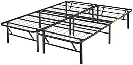 Amazon Basics Bed Frame with Storage, Foldable Metal Platform, Sturdy Steel, No Box Spring Needed, 14 inches High, Tool-Free Setup, Full Size, Black