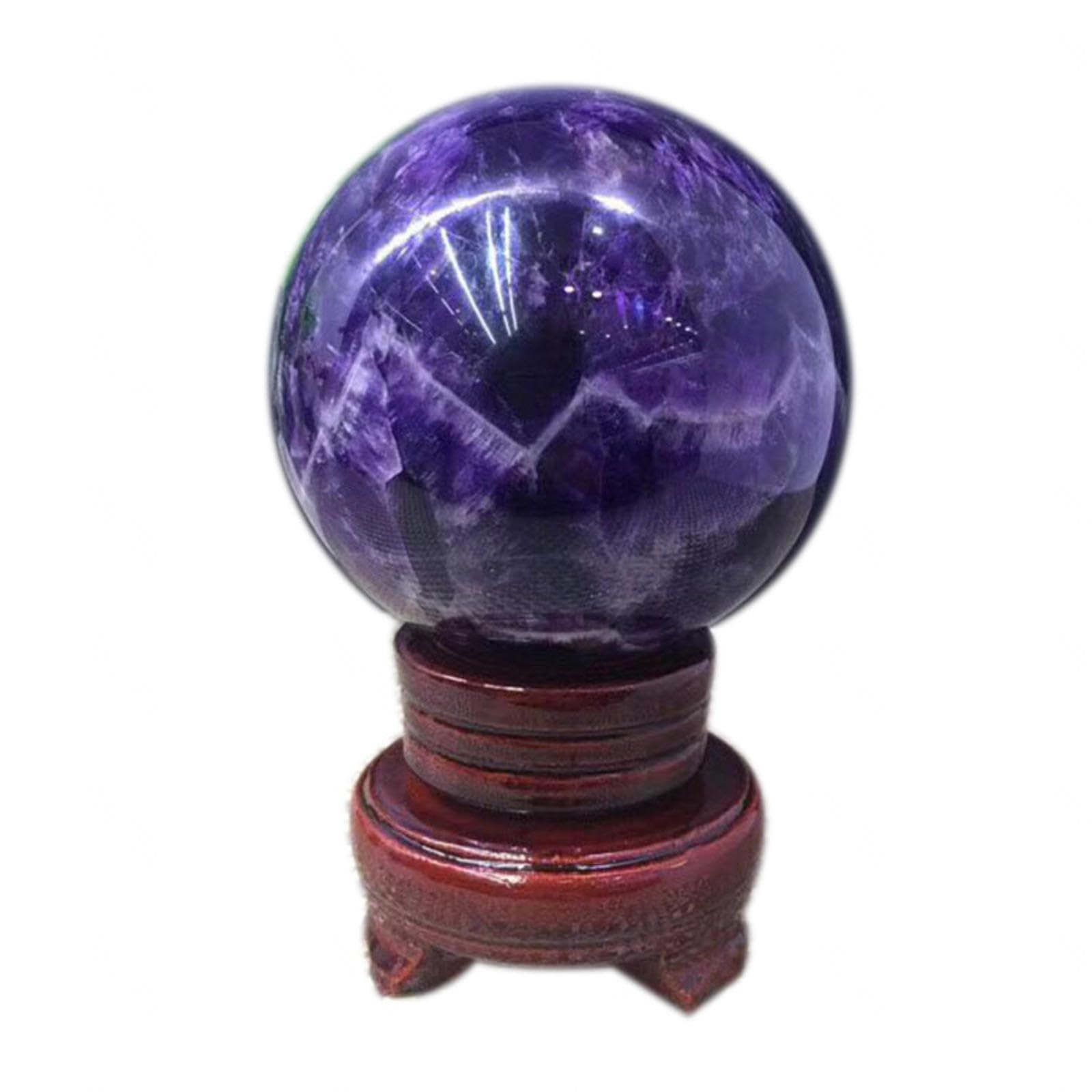 DPURPIWADY Amethyst Crystal Ball Stone Sphere for Home Decoration with Wooden Base, ball-7cm
