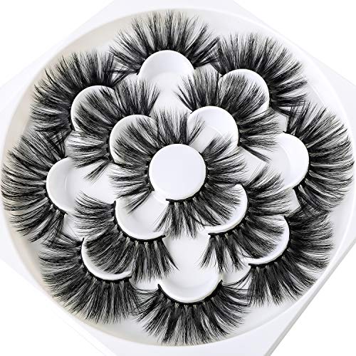 25 mm lashes 7 Pairs Fluffy Mink Lashes 25mm 6D Dramatic Flase Eyelashes Faux Mink Lashes ……
