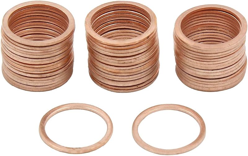 Arruelas de vedação de cobre 17 mm X AUTOHAUX para bujão do cárter – 50 unidades