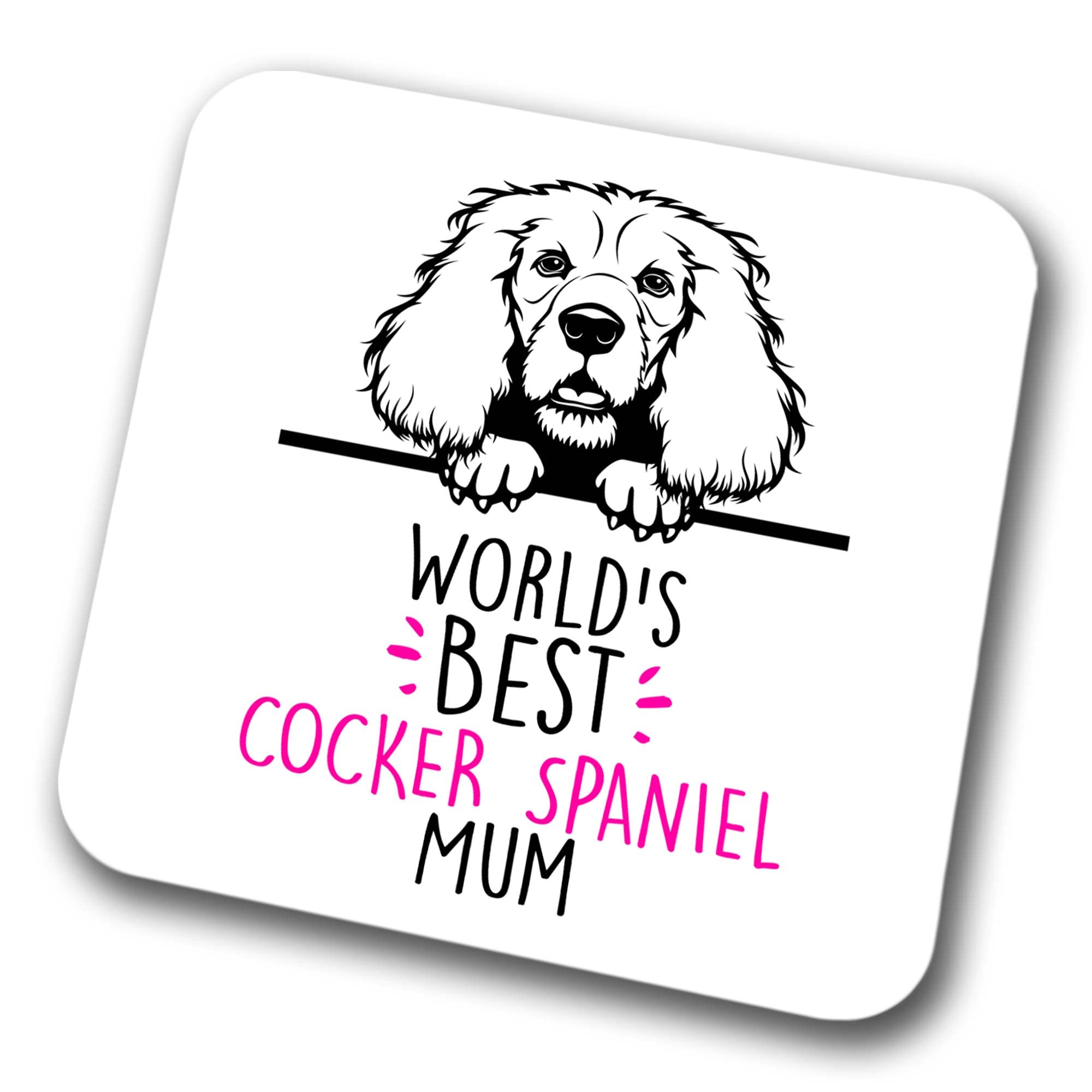 World's Best Mum Coaster - Dog Mum Friend Funny Gift for Birthday Christmas - Cocker Spaniel Coaster