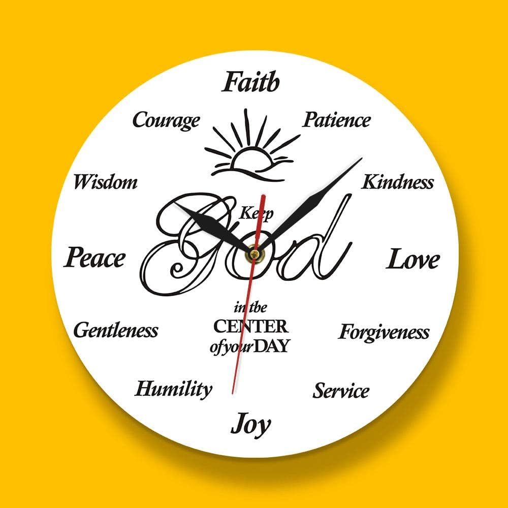 The Geeky Days Put God First Inspirational Quote Christian Silent Non Ticking Wall Clock Religious Family Clock Jesus Biblica The God Quartz Battery Operated Round Wall Watch