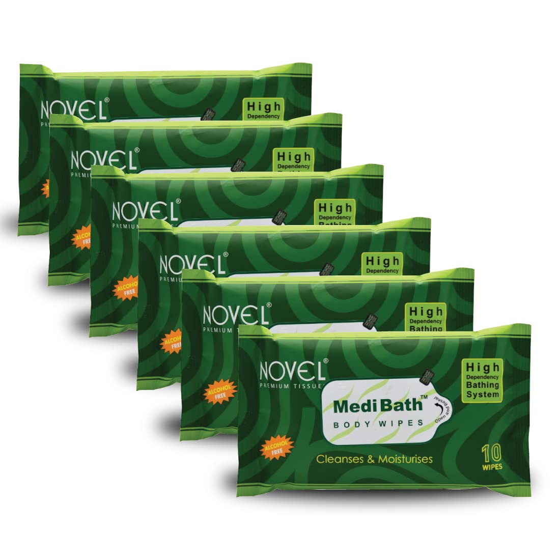 NOVEL Medi Bath Antiseptic Agent and Aqua Glycerine Adult Body Wipes 10"s Alovera (Pack of 6/6 Wipes)-picture-49