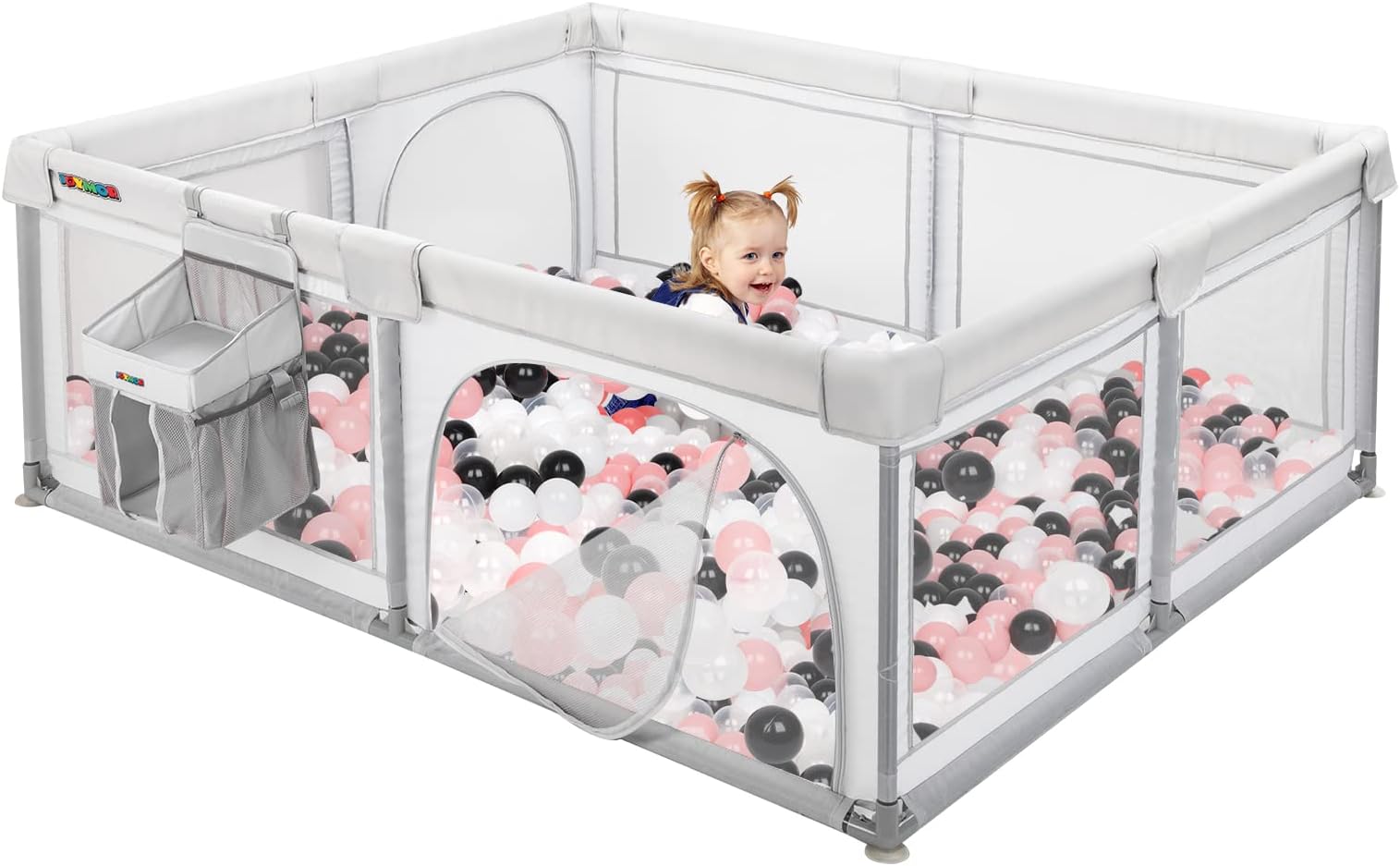 JOYMOR Baby Playpen Play Fence Portable Safety Play Yards Kids Activity Center w/Locking Gate Home Indoor Outdoor