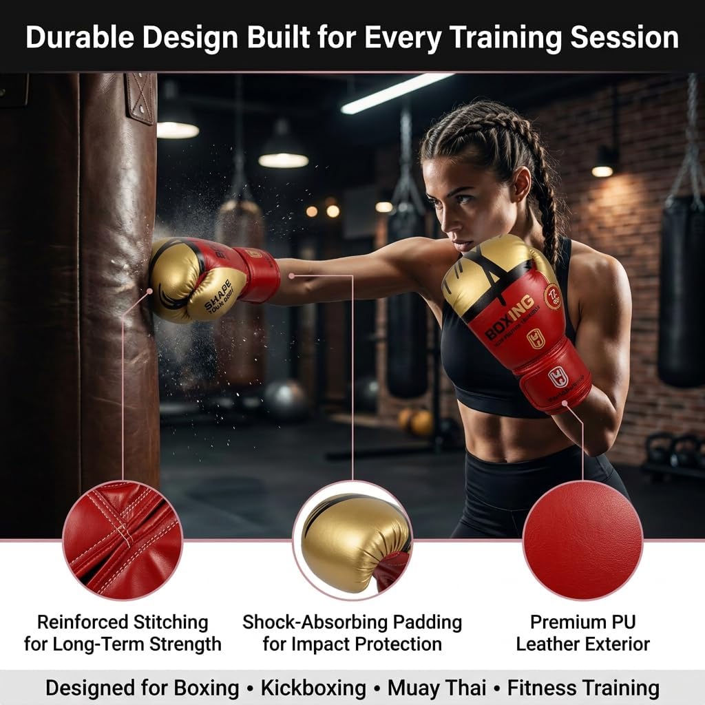 : ARIQUELLE PASSION 12 oz Boxing Gloves for Men & Women – Premium PU Leather Training & Sparring Gloves for Boxing, Kickboxing, Muay Thai & MMA | Durable 12oz Gloves with Wrist Support & Padding