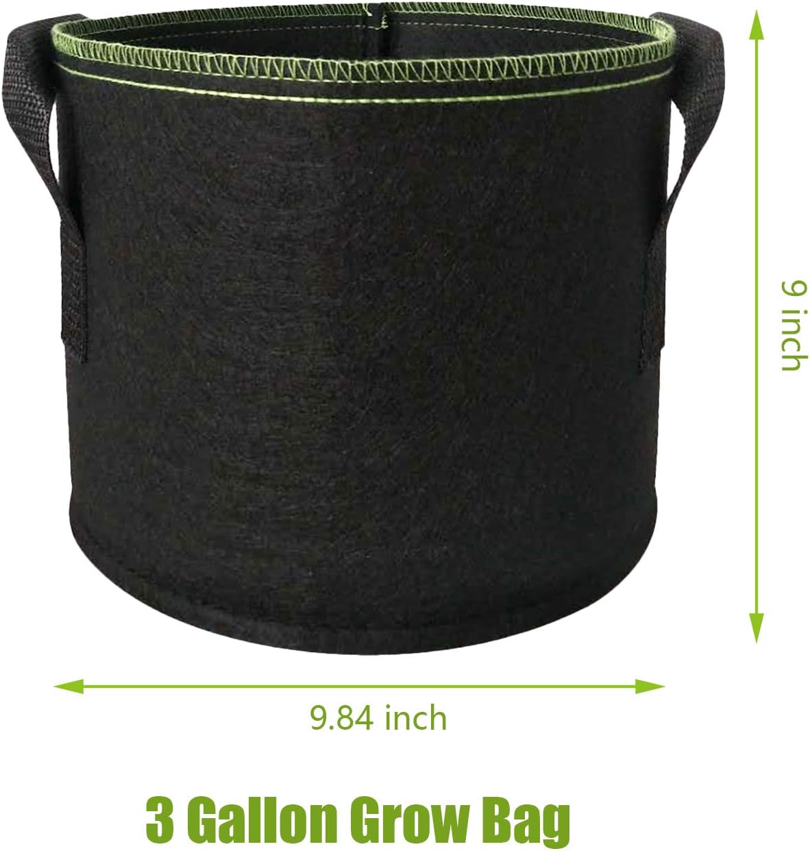INAVIS 3-Pack 3 Gallon Black Grow Bags Heavy Duty 300G Thickened Nonwoven Plant Fabric Pots with Handles