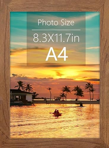 Beech A4 Wooden Picture Frame with Plexiglass Window, 21x29.7cm Black Certificate, Wall-Mount & Desk Stand