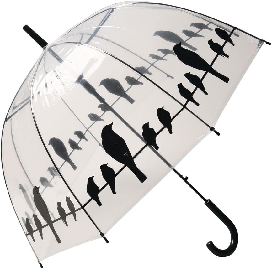 Esschert Design TP166 Birds on a Wire Clear Umbrella