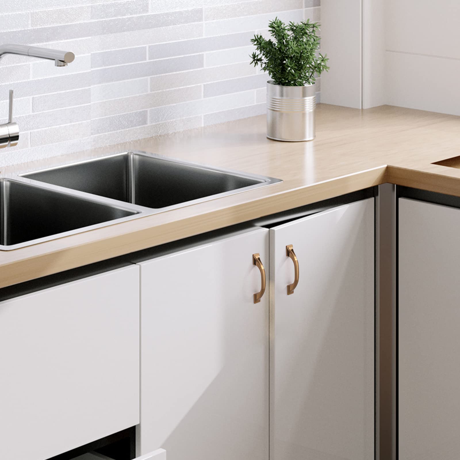 KNOKLOCK 10 Pack 3 Inch(76mm) Kitchen Cabinet Handles Champagne Bronze Cabinet Pulls Kitchen Cabinet Hardware Drawer Pulls for Dresser Cupboard Wardrobe