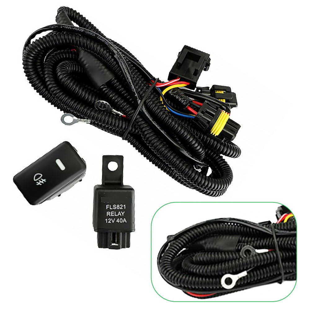 Riloer Luces de trabajo LED para coche, 12 V, antiniebla, halógenas, de repuesto con cableado, compatible con Toyota Hilux VIGO MK7 2012-2014