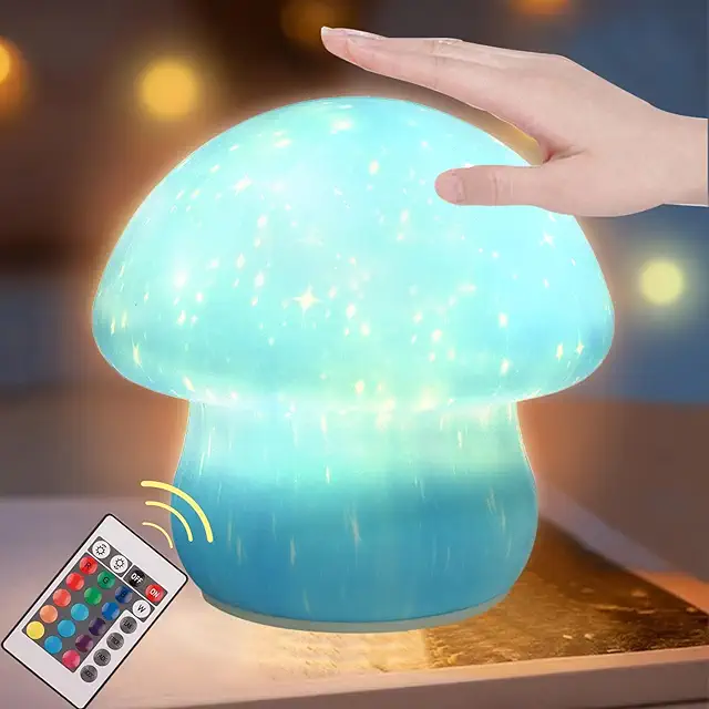 Danolt 16-Color Mushroom Night Light with Remote Control - Dimmable & Rechargeable