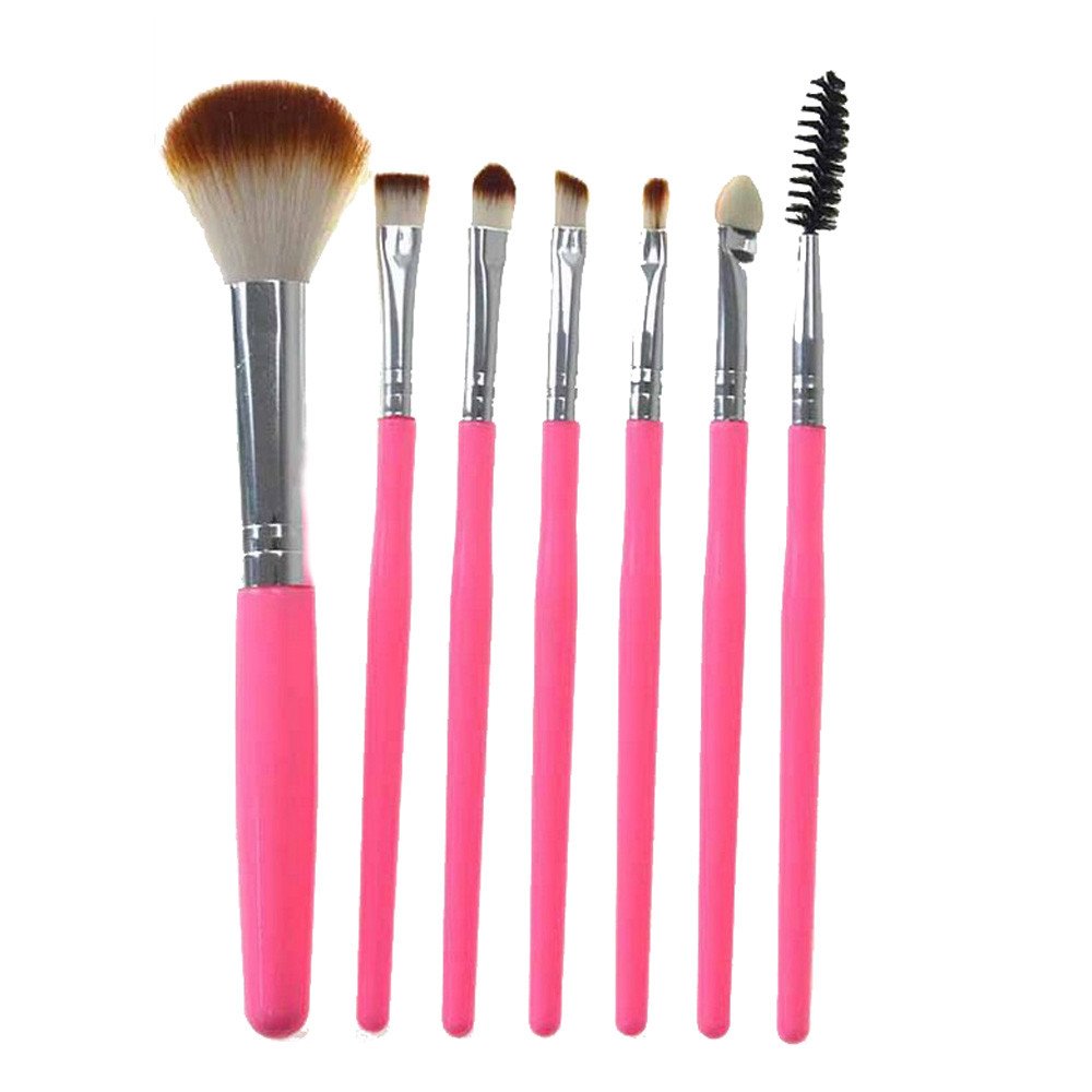 Brochas de Maquillaje Riou 7 piezas Pinceles de maquillaje professional fibra sintética, Face Powder Blush Concealers Kit de pinceles, Set de brochas de maquillaje profesional
