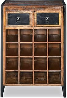 Tidyard Regał na wino z 2 szufladami, do przechowywania 16 butelek, stojak na wino, regał na butelki, szafka na wino, lite drewno