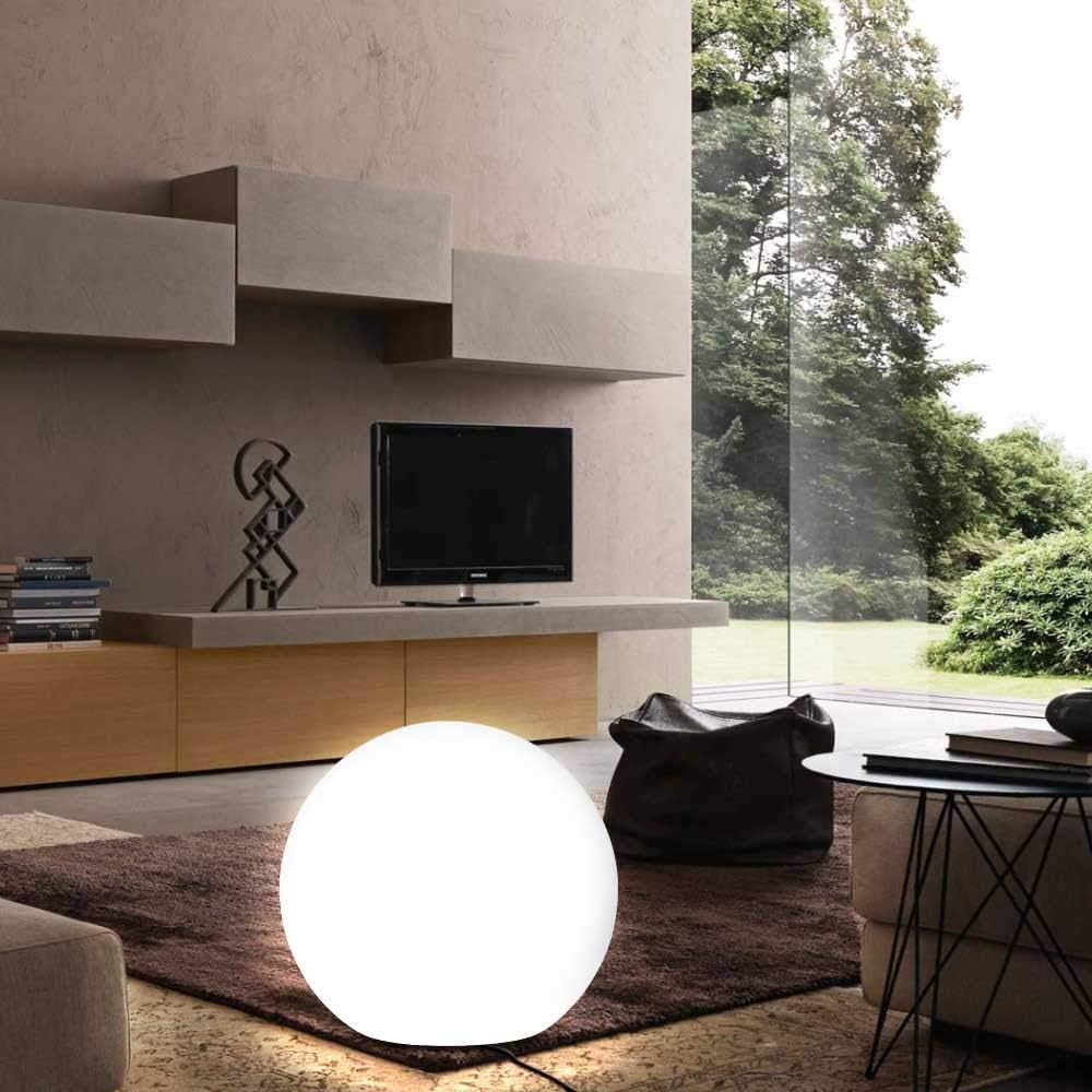 Dopa Dopastore Lampada da Terra con Attacco E27 Ø 30 40 50 CM Design Sfera Bianco con Picchetto IP65 Per Esterni Giardino Prato Terreno (Ø50cm)