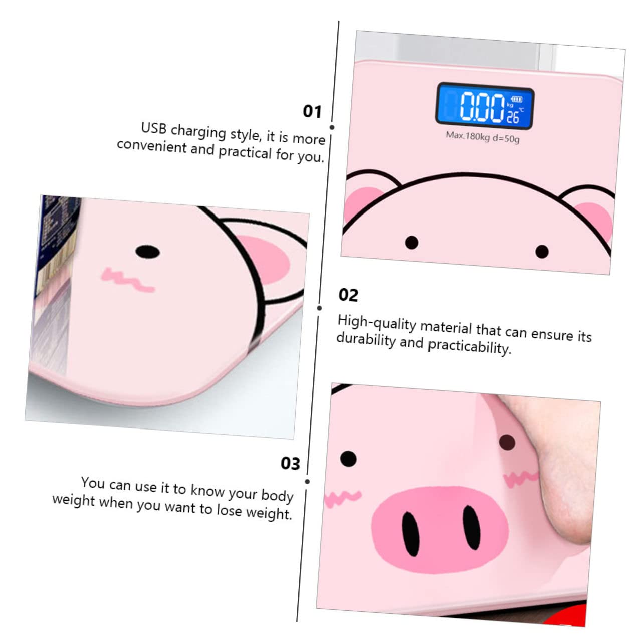 Weight Scale Digital Scale for Body Weight Auto Shutdown Rechargeable Safe to Use