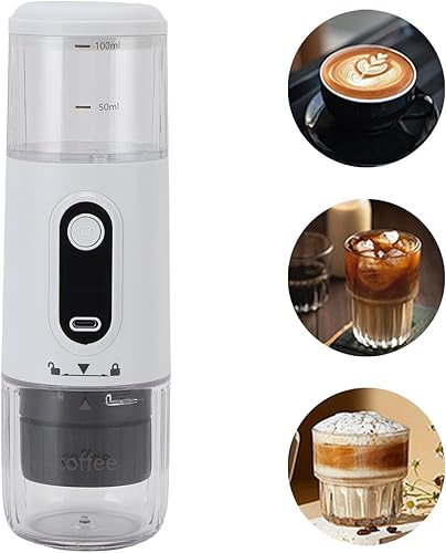 Miniatura 5 de Cafetera portátil, cafetera de café expreso operada manualmente, cafetera de cápsula de mano de 3.4 fl oz tipo C recargable para viajes al aire