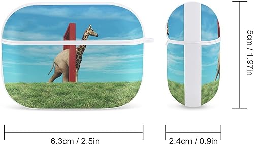 Miniatura 2 de Divertida funda para Airpods Pro con estampado de jirafa y elefante con llavero, protección completa, duradera, a prueba de golpes, funda rígida de