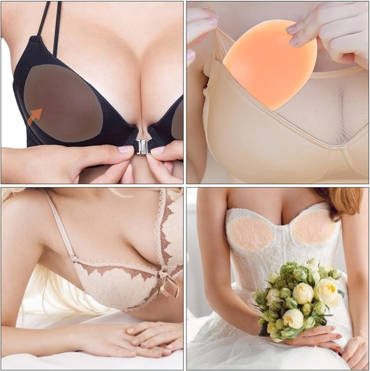 Holibanna 2pairs Invisible Breast Pads Inserts Silicone Pads for Wedding Evening Gowns Bras Comfortable Reusable