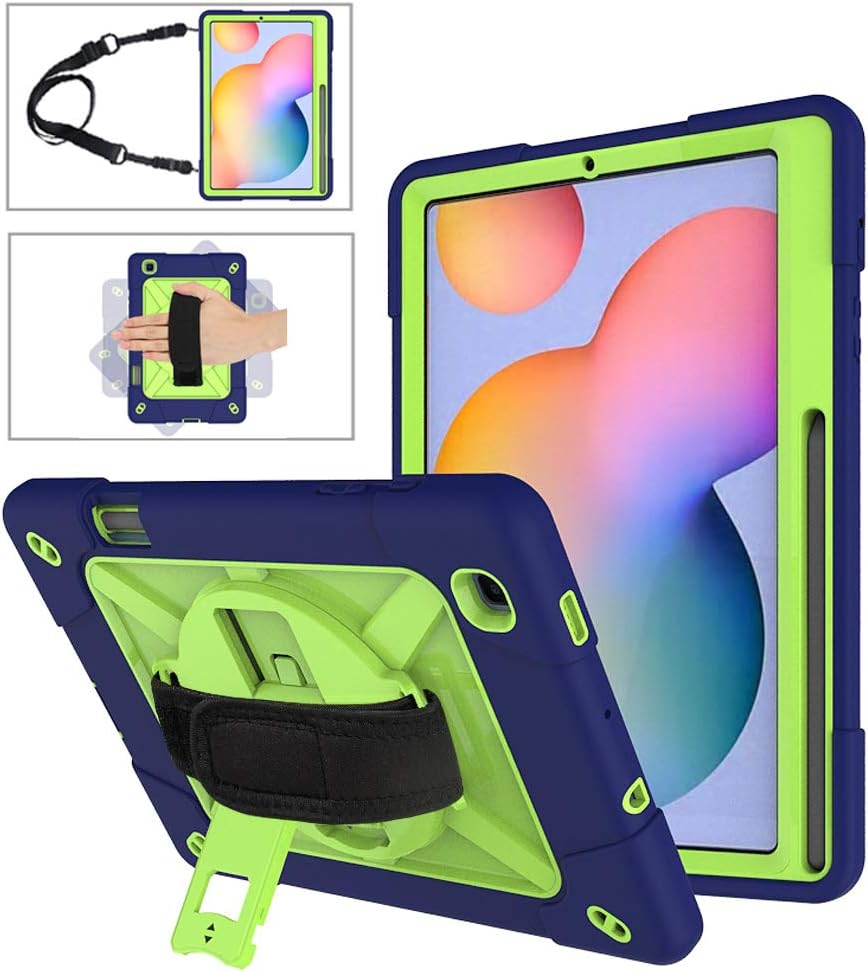 A-BEAUTY Case for Samsung Galaxy Tab S6 Lite 10.4 Inch 2020 (Model: SM-P610/P615) [Heavy Duty] [Shockproof] [Kickstand], Stand Cover with [Screen Protector] [Shoulder Strap], Navy Green